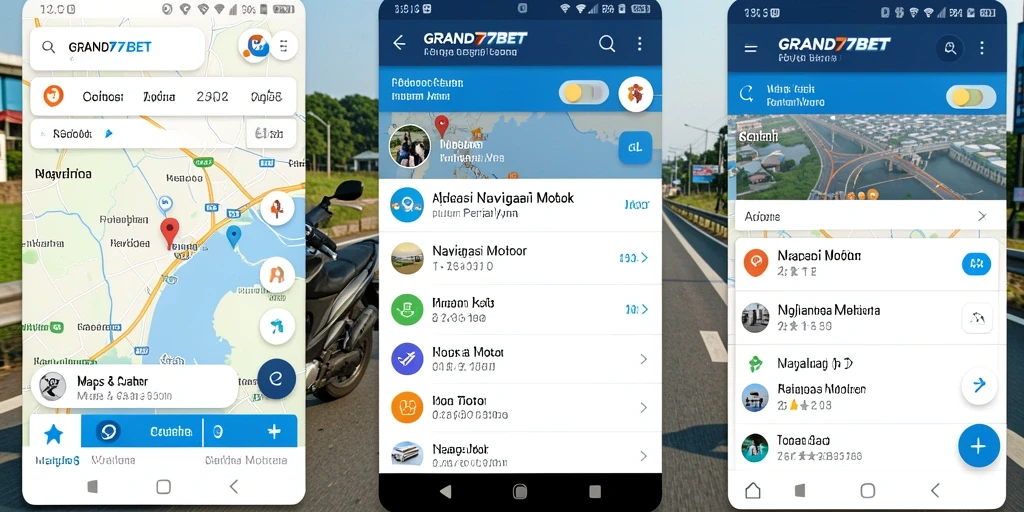 Antarmuka pengguna aplikasi Navigasi Motor yang intuitif dan interaktif.