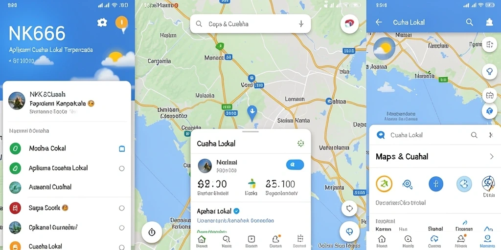 Tampilan antarmuka NK666 yang menampilkan informasi cuaca lokal.