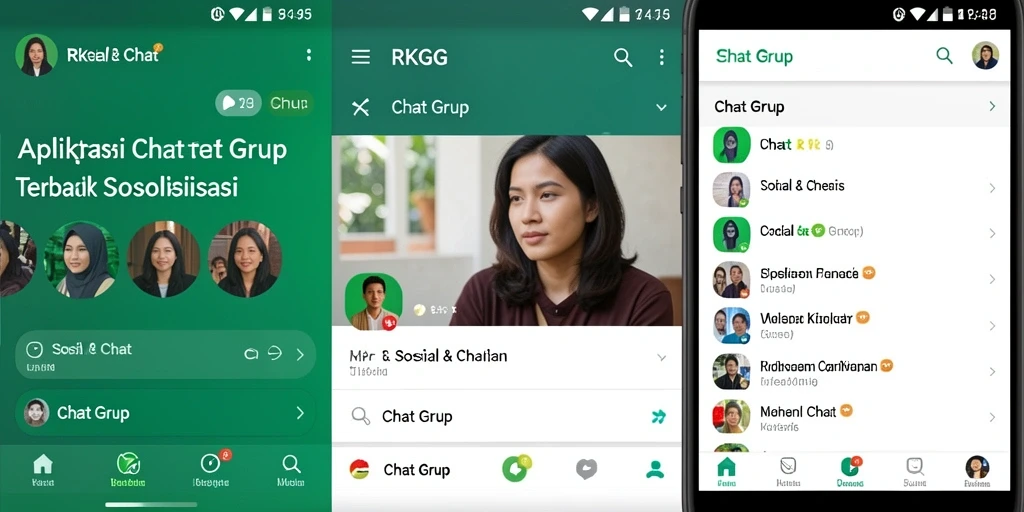 Screenshot aplikasi RKGG menampilkan antarmuka chat grup yang menarik.