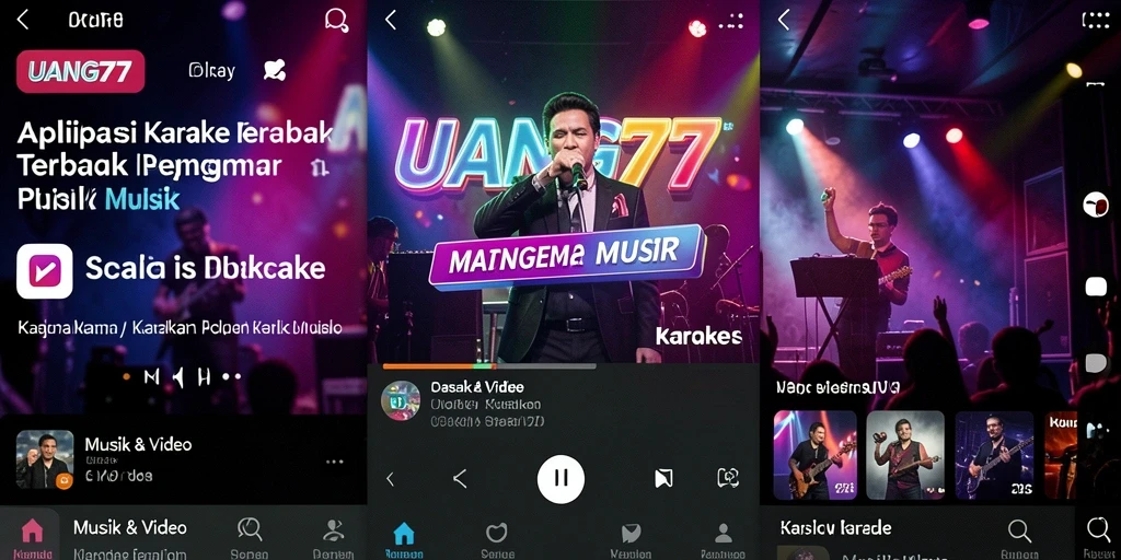 Tampilan antarmuka pengguna UANG77 dengan fitur karaoke yang lengkap.