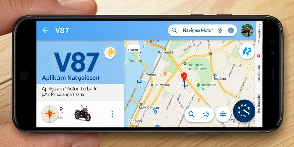 Antarmuka V87 yang intuitif dan informatif untuk navigasi motor.